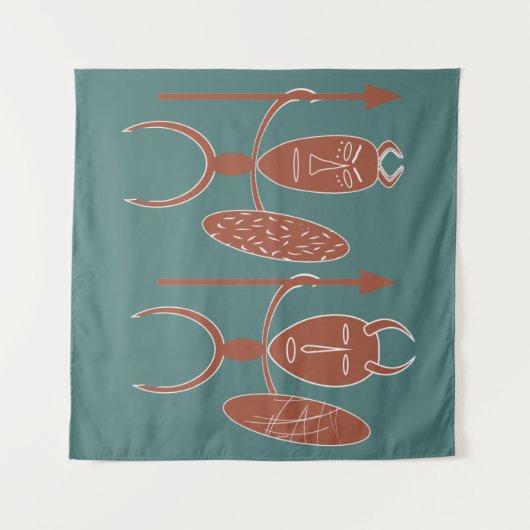 Abstract-Afrikaanse inheemse kunst Wandkleed (Voorkant (horizontaal))