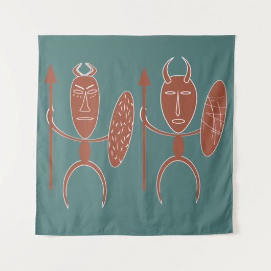 Abstract-Afrikaanse inheemse kunst Wandkleed (Voorkant)