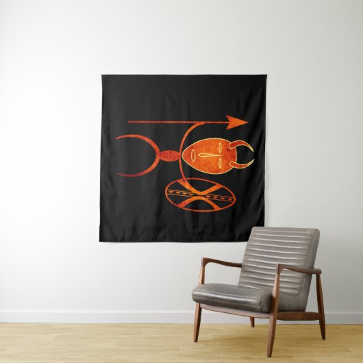 Abstract-Afrikaanse inheemse kunst Wandkleed (In Situ (horizontaal))