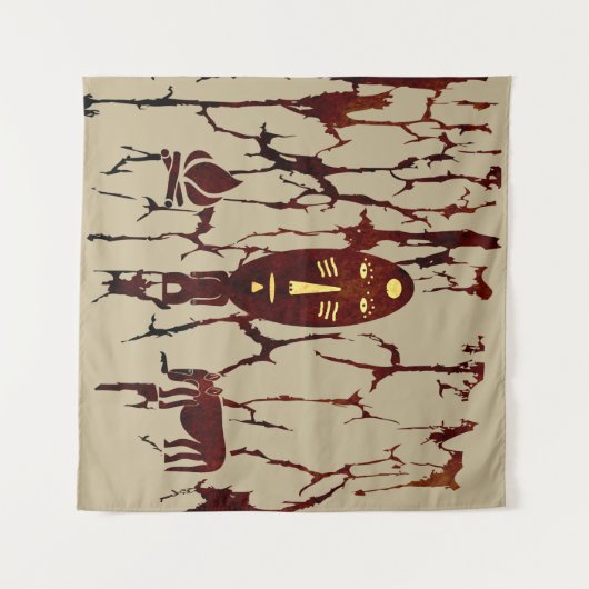 Abstract-Afrikaanse inheemse kunst Wandkleed (Voorkant (horizontaal))