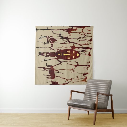 Abstract-Afrikaanse inheemse kunst Wandkleed (In Situ (horizontaal))