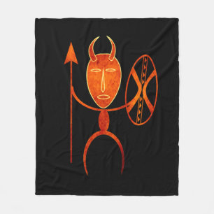 Abstract Afrikaanse primitieve silhouetkunst Fleece Deken