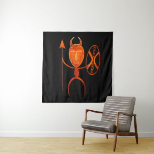 Abstract Afrikaanse primitieve silhouetkunst Wandkleed