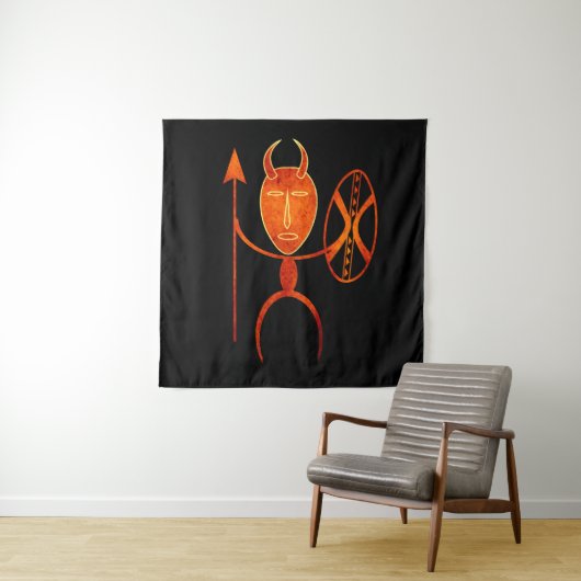 Abstract Afrikaanse primitieve silhouetkunst Wandkleed (In situ)