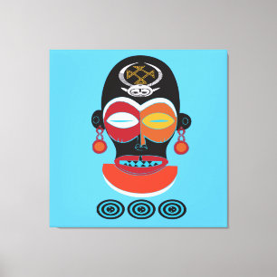 Abstract Afrikaanse Stam kleurrijke gezichts kunst Canvas Afdruk