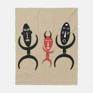 Abstract Afrikaanse stamdans silhouet Fleece Deken