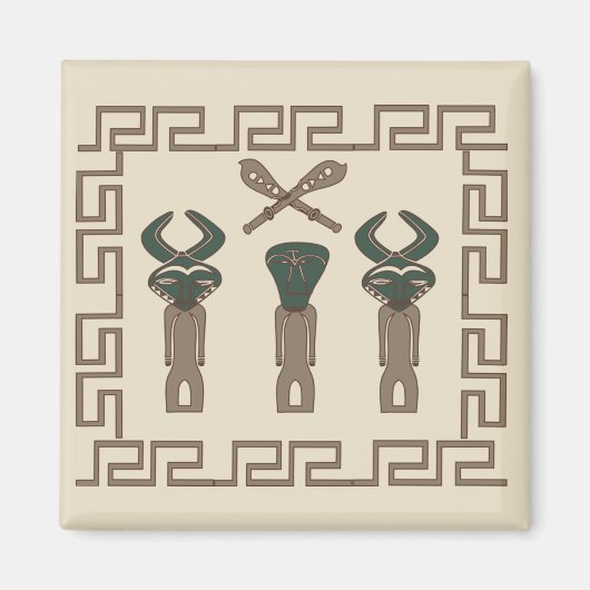 Abstract Afrikaanse stamgezichtskunst Magneet (Voorkant)