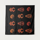 Abstract Afrikaanse stamgezichtskunst Wandkleed (Voorkant (horizontaal))