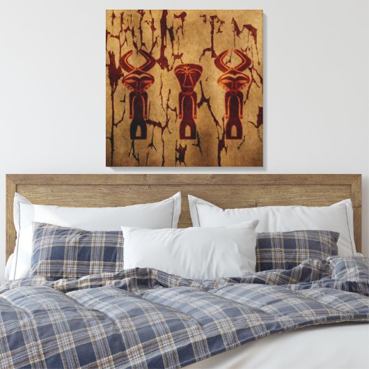 Abstract-afrikaanse stamgrottekening canvas afdruk (Insitu (Slaapkamer))