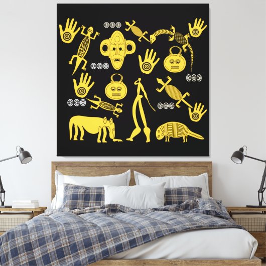Abstract-Afrikaanse stamkunst Canvas Afdruk (Insitu (Slaapkamer))