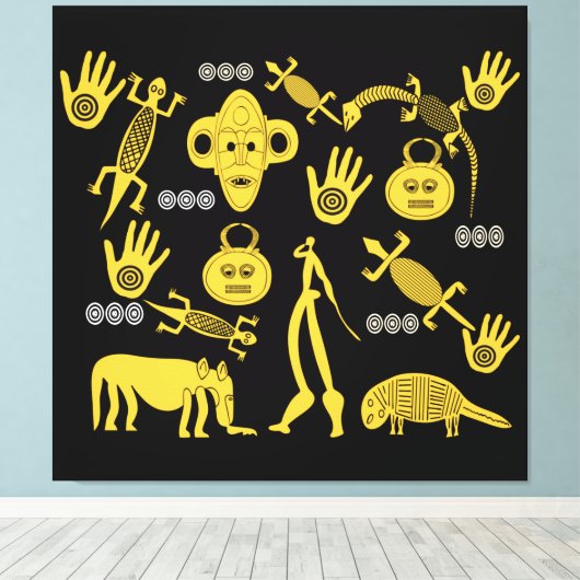 Abstract-Afrikaanse stamkunst Canvas Afdruk (Insitu (Houten vloer))