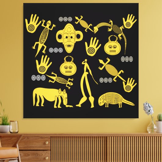 Abstract-Afrikaanse stamkunst Canvas Afdruk (Insitu (Woonkamer))