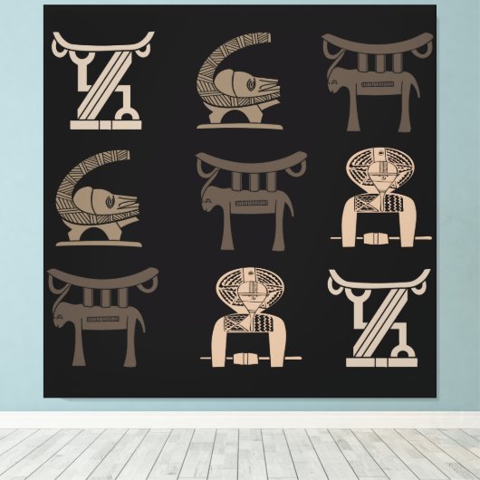 Abstract-Afrikaanse stamkunst Canvas Afdruk (Insitu (Houten vloer))