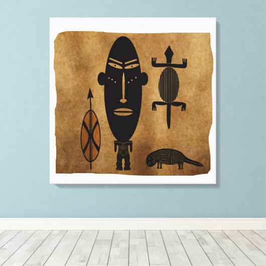 Abstract-Afrikaanse stamkunst Canvas Afdruk (Insitu (Houten vloer))