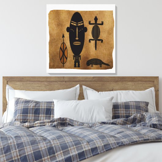 Abstract-Afrikaanse stamkunst Canvas Afdruk (Insitu (Slaapkamer))