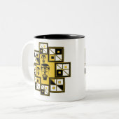 Abstract-Afrikaanse stamkunst Tweekleurige Koffiemok (Voorkant links)