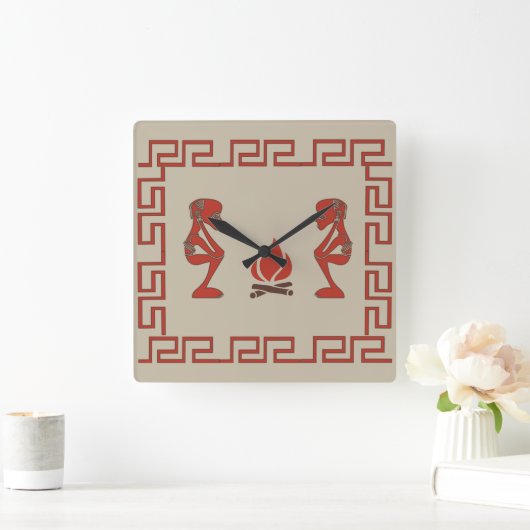 Abstract-Afrikaanse stamkunst Vierkante Klok (Huis)