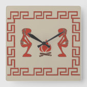 Abstract-Afrikaanse stamkunst Vierkante Klok (Voorkant)