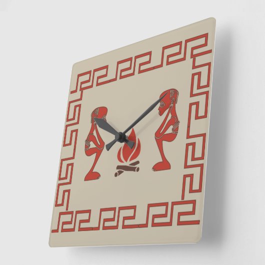 Abstract-Afrikaanse stamkunst Vierkante Klok (Hoek)