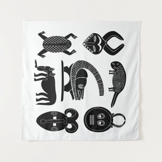 Abstract-Afrikaanse stamkunst Wandkleed (Voorkant (horizontaal))