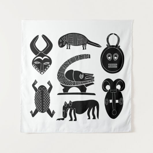 Abstract-Afrikaanse stamkunst Wandkleed (Voorkant)