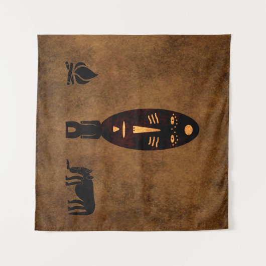 Abstract-Afrikaanse stamkunst Wandkleed (Voorkant (horizontaal))