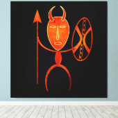 Abstract-Afrikaanse stammenkrijgerskunst Canvas Afdruk (Insitu (Houten vloer))