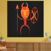 Abstract-Afrikaanse stammenkrijgerskunst Canvas Afdruk (Insitu (Woonkamer))