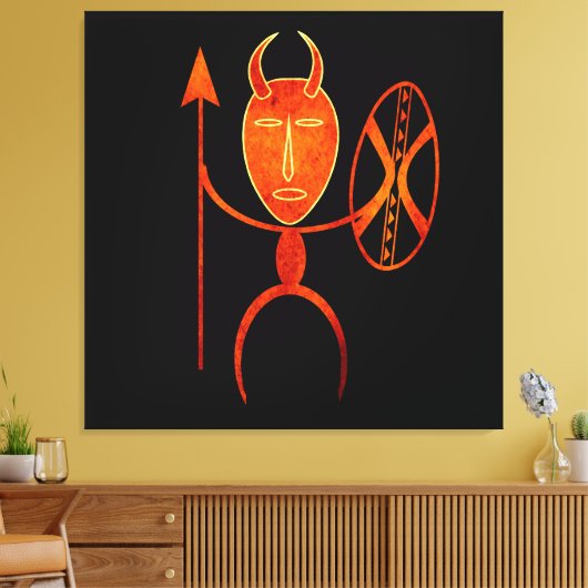 Abstract-Afrikaanse stammenkrijgerskunst Canvas Afdruk (Insitu (Woonkamer))