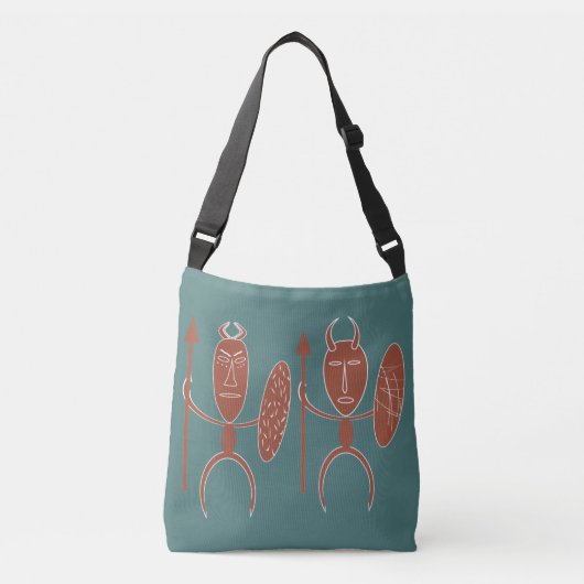 Abstract-Afrikaanse stammenkrijgerskunst Crossbody Tas (Voorkant)