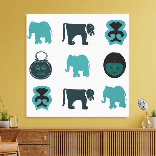 Abstract-Afrikaanse stammenkunst Canvas Afdruk (Insitu (Woonkamer))