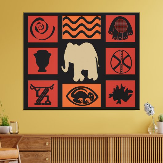 Abstract-Afrikaanse stammenkunst Canvas Afdruk (Insitu (Woonkamer))