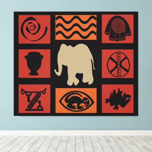 Abstract-Afrikaanse stammenkunst Canvas Afdruk (Insitu (Houten vloer))
