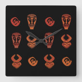 Abstract-Afrikaanse stammenkunst Vierkante Klok (Voorkant)