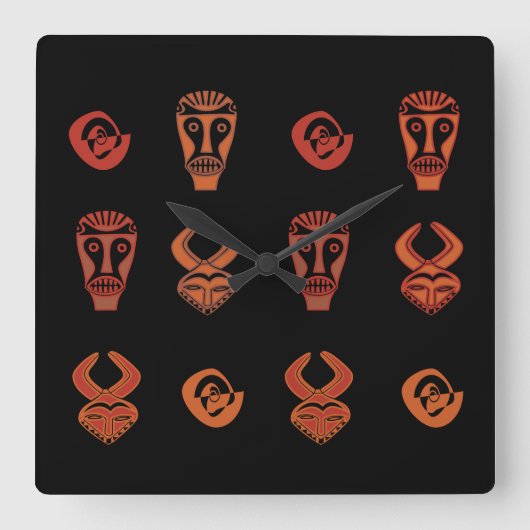 Abstract-Afrikaanse stammenkunst Vierkante Klok (Voorkant)