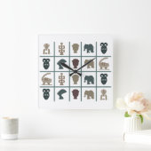 Abstract-Afrikaanse stammenkunst Vierkante Klok (Huis)