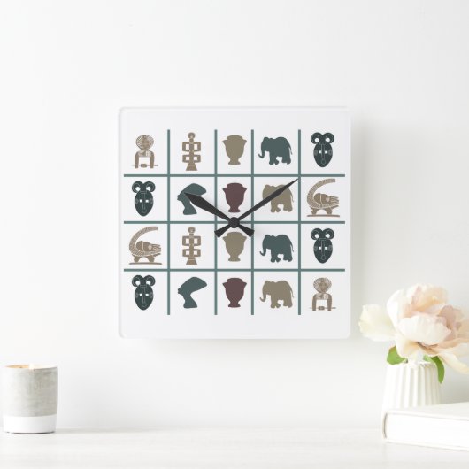 Abstract-Afrikaanse stammenkunst Vierkante Klok (Huis)