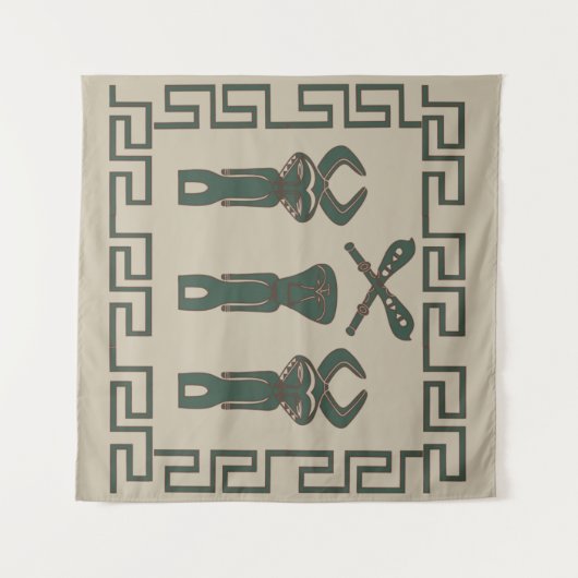 Abstract-Afrikaanse stammenkunst Wandkleed (Voorkant (horizontaal))