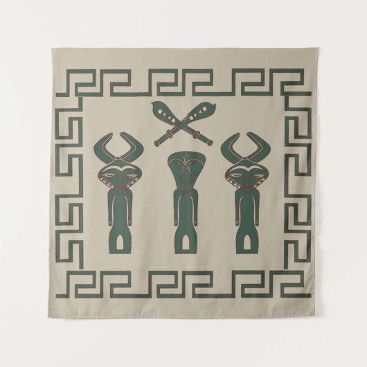 Abstract-Afrikaanse stammenkunst Wandkleed (Voorkant)