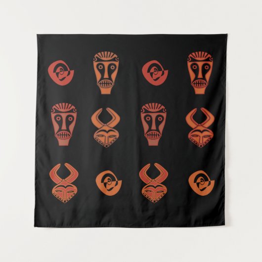 Abstract-Afrikaanse stammenkunst Wandkleed (Voorkant)