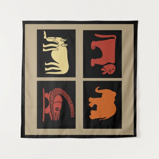 Abstract-Afrikaanse stammenkunst Wandkleed (Voorkant (horizontaal))