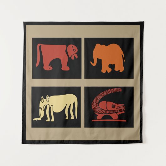 Abstract-Afrikaanse stammenkunst Wandkleed (Voorkant)