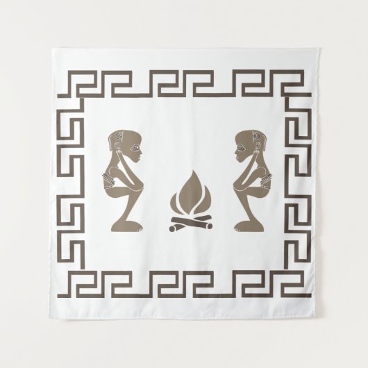 Abstract-Afrikaanse stammenkunst Wandkleed (Voorkant)