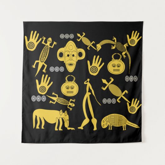 Abstract-Afrikaanse stammenkunst Wandkleed (Voorkant)
