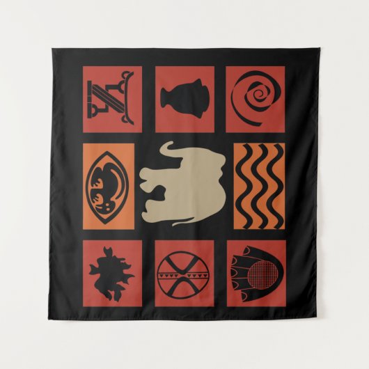 Abstract-Afrikaanse stammenkunst Wandkleed (Voorkant (horizontaal))