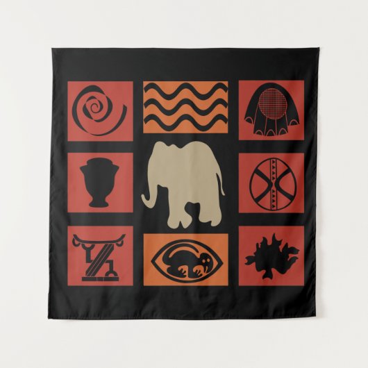 Abstract-Afrikaanse stammenkunst Wandkleed (Voorkant)