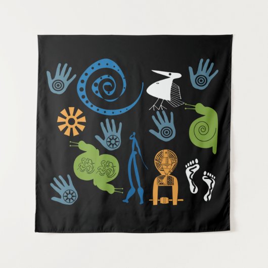 Abstract-Afrikaanse stammenkunst Wandkleed (Voorkant)