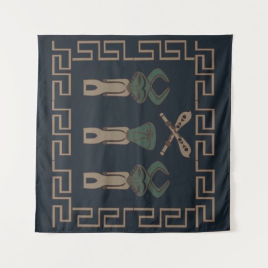 Abstract-Afrikaanse stammenkunst Wandkleed (Voorkant (horizontaal))