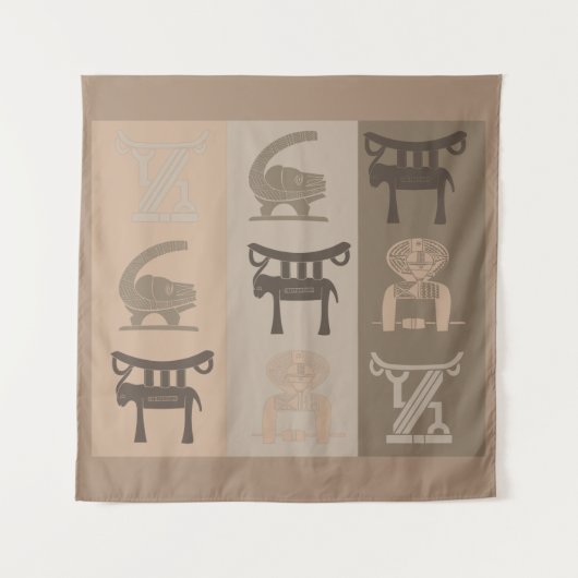 Abstract-Afrikaanse stammenkunst Wandkleed (Voorkant)