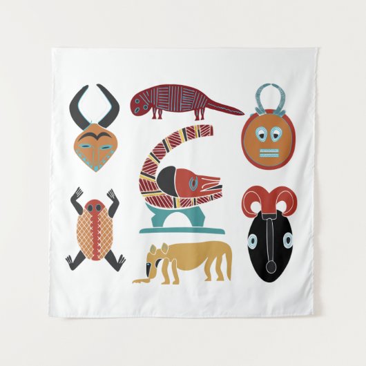 Abstract-Afrikaanse stammenkunst Wandkleed (Voorkant)